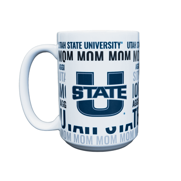 U-State, White, Navy, USU, Mom, Mug